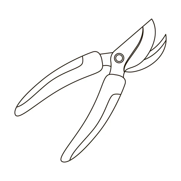 Cisailles de jardin pour hacker les arbustes. Ciseaux pour branches et bâtonnets.Ferme et jardinage icône unique dans le style contour vectoriel symbole illustration de stock . — Image vectorielle