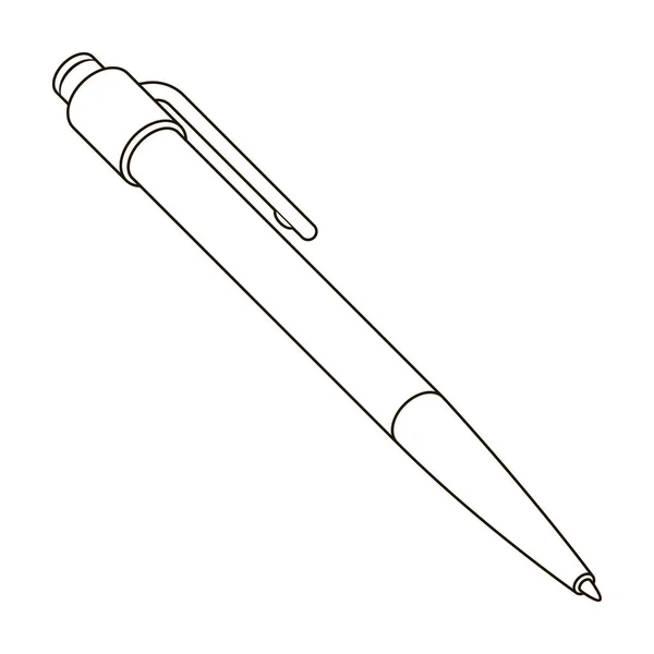 Stylo bille. Un stylo scolaire pour écrire. École et éducation icône unique dans les grandes lignes de style vectoriel symbole illustration stock . — Image vectorielle