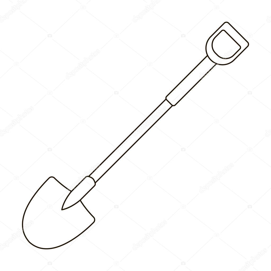 A metal shovel with a plastic handle for working in the garden with the ground.Farm and gardening single icon in outline style vector symbol stock web illustration.