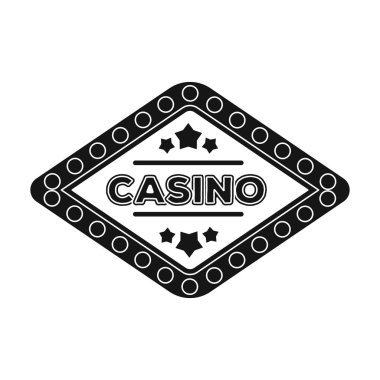 Oyun Kulübü amblemi Casino yazıt ile. Kasino tek simge siyah stil vektör simge stok çizimde.