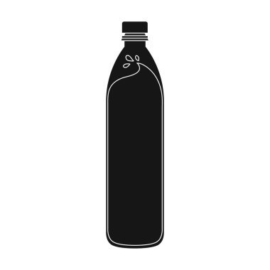 Bir şişe su. Su serin süre binicilik bisikletçi. Bisikletçi kıyafet tek simge siyah stil vektör simge stok çizimde.