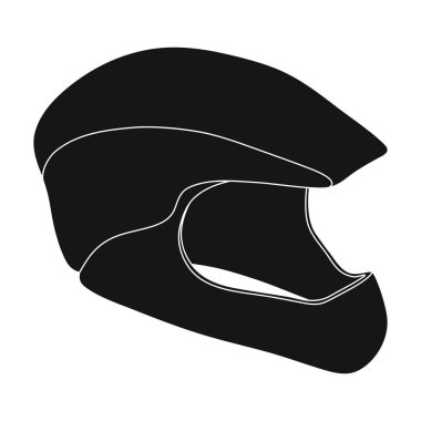 Koruyucu kask bisikletçiler için. Koruma baş sporcular için. Bisikletçi kıyafet tek simge siyah stil vektör simge stok çizimde.