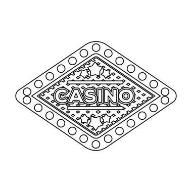 Oyun Kulübü amblemi Casino yazıt ile. Anahat stili vektör simge stok çizimde kasino tek simge.