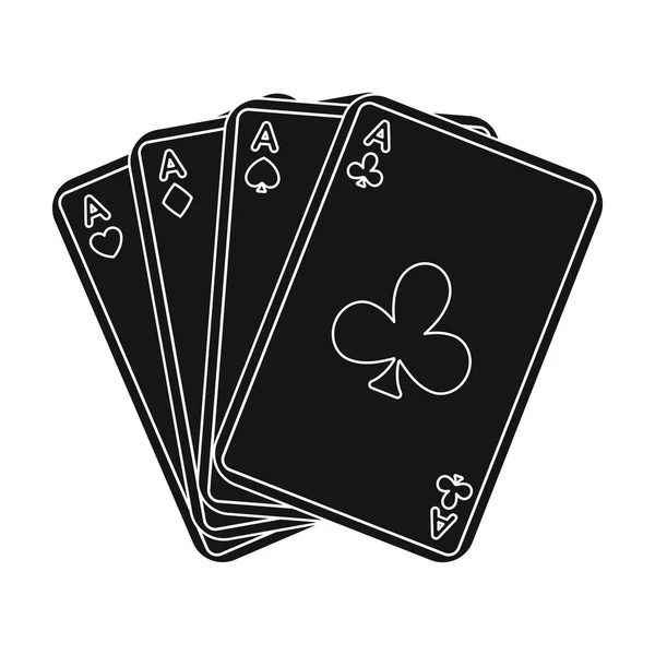 Jugar cartas de plástico para jugar al póquer en el casino. Un juego popular en el casino.Kasino icono único en el símbolo de vector de estilo negro ilustración de stock . — Vector de stock