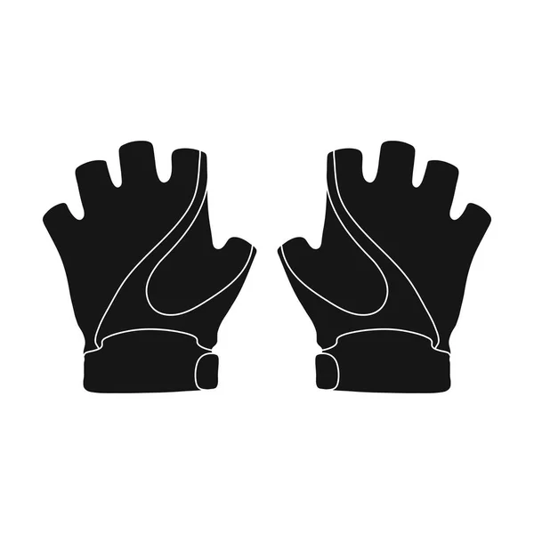 Cyklistické rukavice pro cyklisty. Ochranné prostředky pro sportovce. Cyklista oblečení jednu ikonu v černém stylu vektor symbol skladem ilustrace. — Stockový vektor