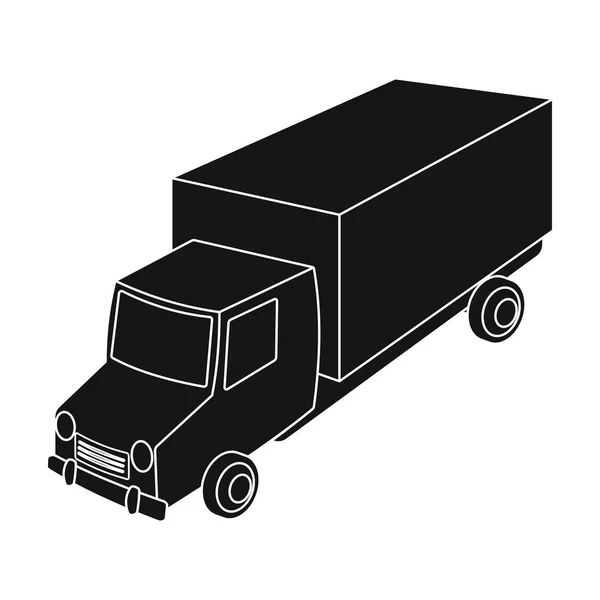 Camión rojo con un cuerpo amarillo. El coche para el transporte de carga.Transporte icono único en el símbolo de vector de estilo negro ilustración de stock . — Vector de stock