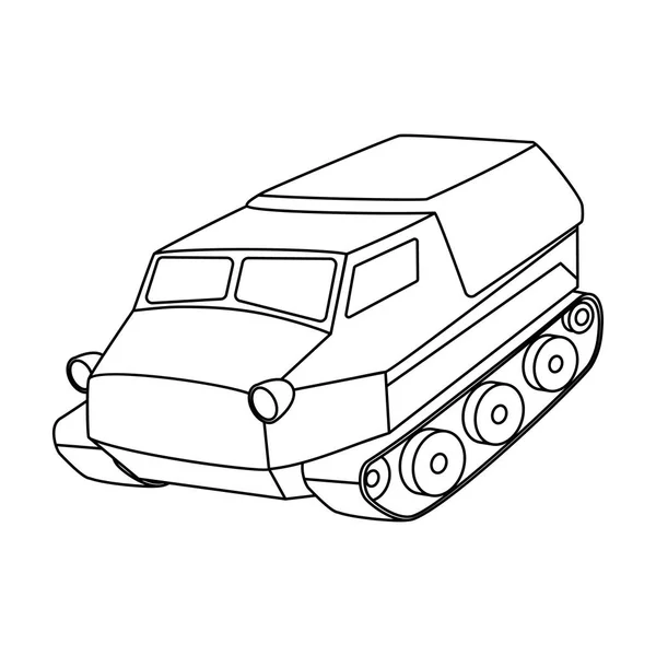 Tank voor de moerassen. Caterpillar vervoer van militairen. Vervoer één pictogram in omtrek stijl vector symbool stock illustratie. — Stockvector