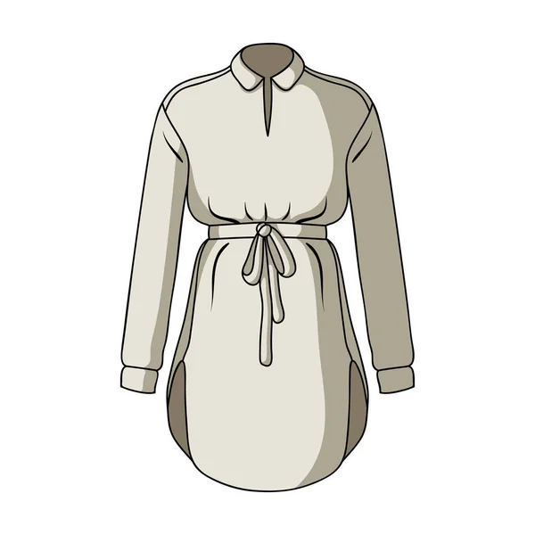 Γυναικείο πουκάμισο με ζώνη για δουλειές του σπιτιού. Ένα βρώμικο λευκό ποδιά για τις γυναίκες. Γυναικεία ρούχα μόνο εικονίδιο καρτούν στυλ διάνυσμα σύμβολο μετοχής εικονογράφηση. — Διανυσματικό Αρχείο