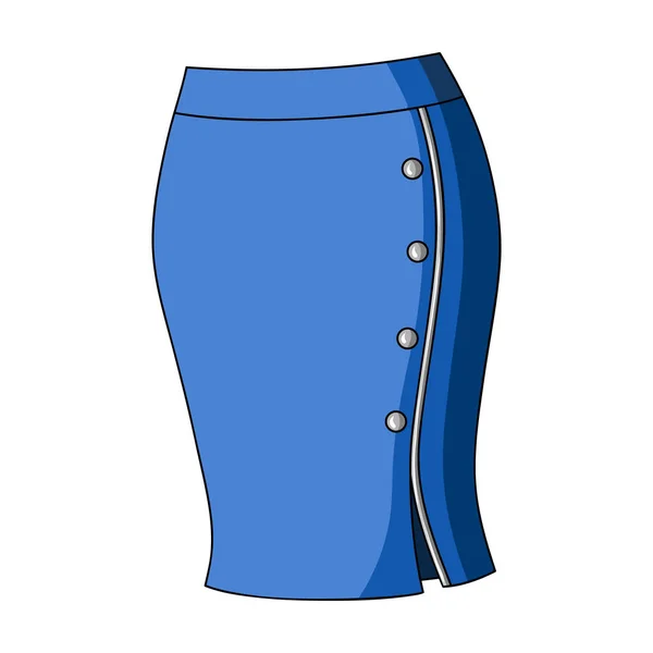 Blauer Rock mit Schlitz und Knöpfen. Teil strengen Arbeitsstil von clothing.women Kleidung einzigen Symbol im Cartoon-Stil Vektor Symbol Stock Illustration. — Stockvektor