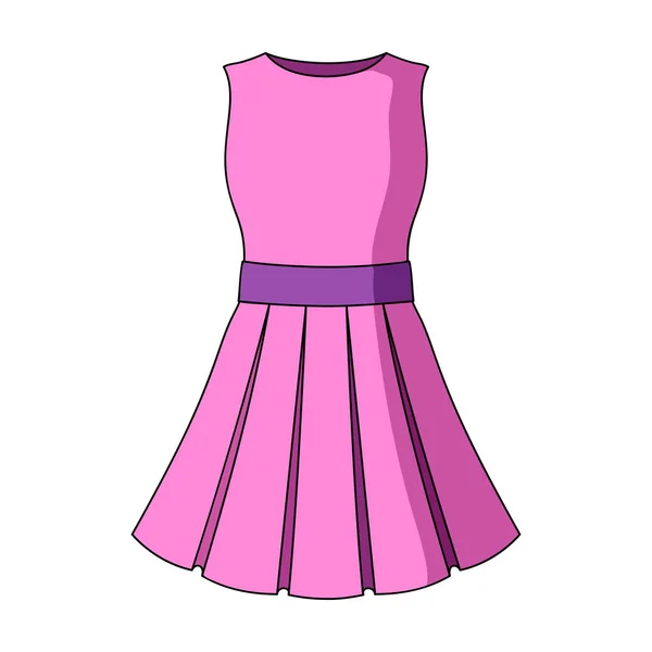 Schönes hellrosa Sommerkleid ohne Ärmel. Kleidung für eine Wanderung an den Strand. Frauenkleidung einziges Symbol im Cartoon-Stil Vektor Symbol Stock Illustration. — Stockvektor