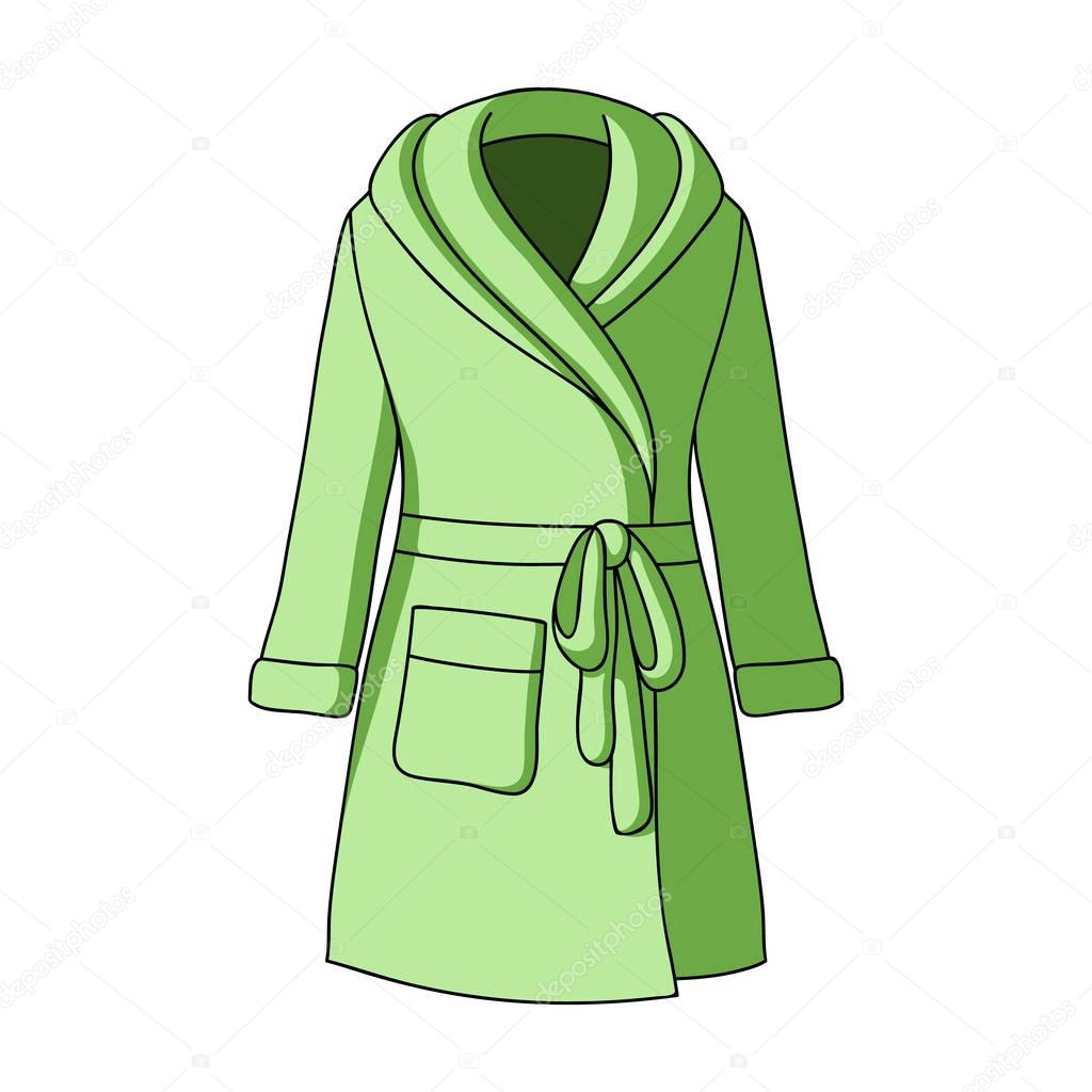 Green ladys gown after bath. Home clothes for women. Woman clothes single icon in cartoon style vector symbol stock web illustration.