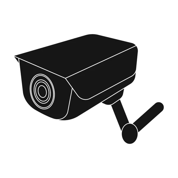 CCTV camera in de gevangenis. Het systeem van toezicht op de beulen. Gevangenis één pictogram in zwarte stijl vector symbool stock illustratie. — Stockvector