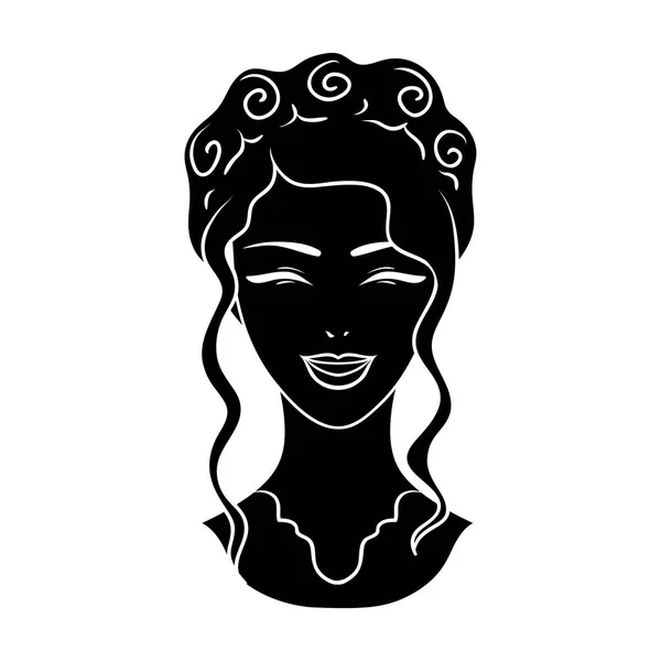 Avatar of a Japanese girl with a hair.Avatar and face single icon in black style vector symbol stock illustration. — Stock Vector