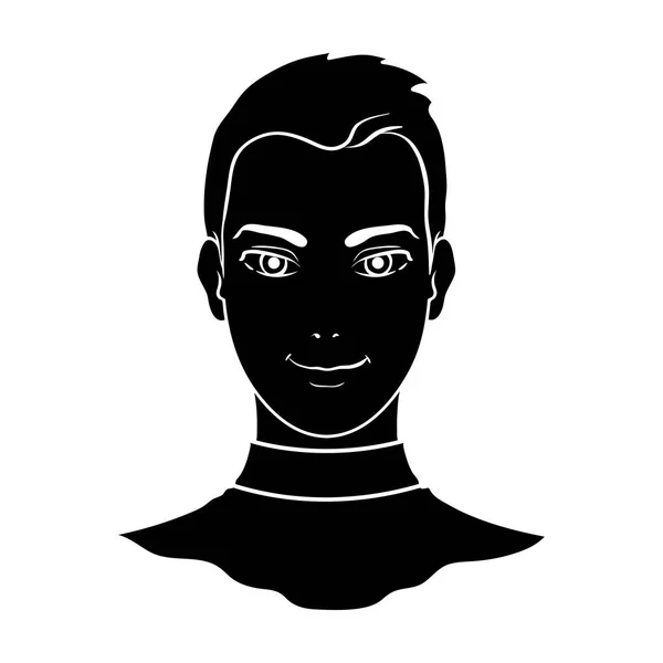 Аватар чоловіка з коричневим волоссям. Аватар і обличчя єдина ікона в чорному стилі Векторні символи стокова ілюстрація . — стоковий вектор