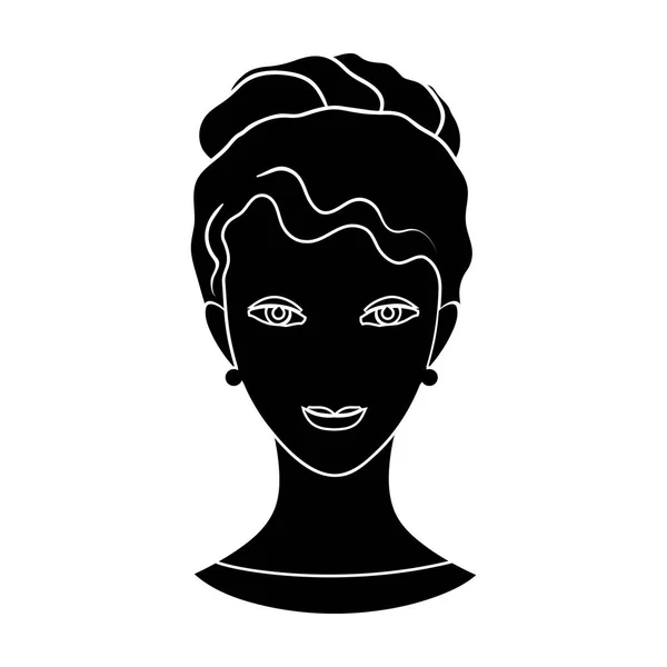 Avatar of a girl with brown hair.Avatar and face single icon in black style vector symbol stock illustration. — Stock Vector