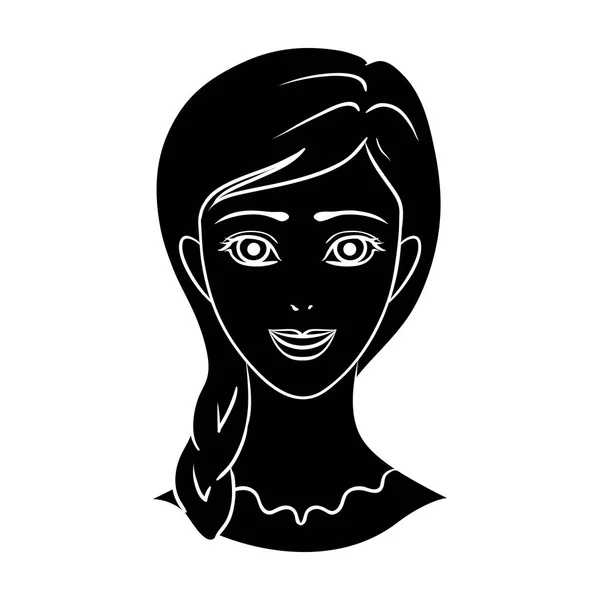 Avatar eines Mädchens mit rotem Haar.Avatar und Gesicht einzigen Symbol im schwarzen Stil Vektor Symbol Stock Illustration. — Stockvektor