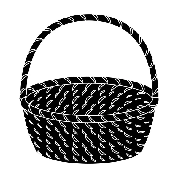 Rieten mand gemaakt van takjes. Pasen één pictogram in zwarte stijl vector symbool stock illustratie. — Stockvector