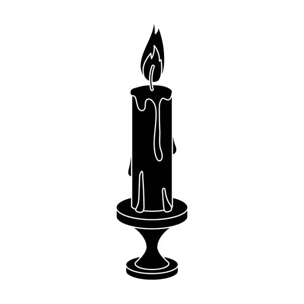 Burning candle from paraffin wax. Easter single icon in black style vector symbol stock illustration. — Stock Vector