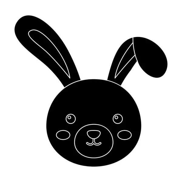Серый кролик с длинными ушами. Иконка Пасхи в черном стиле . — стоковый вектор