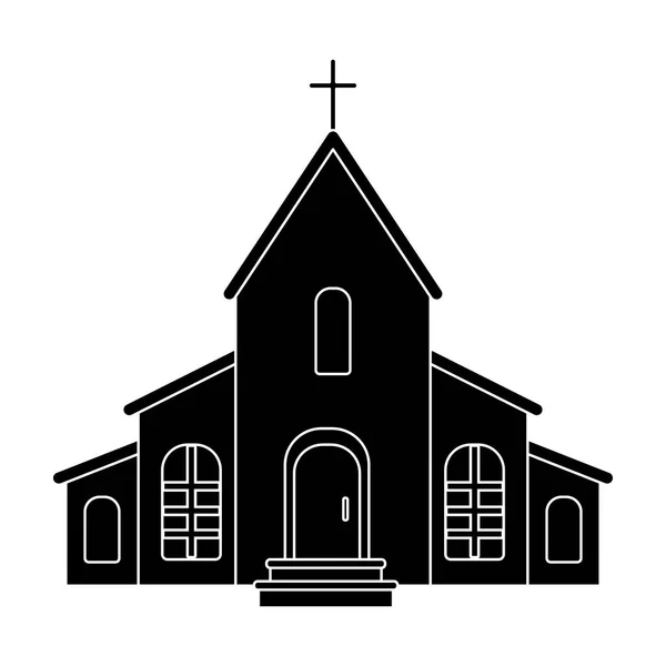 Uma igreja com uma cruz no telhado. Ícone único de Páscoa em estilo preto símbolo vetorial ilustração stock . — Vetor de Stock