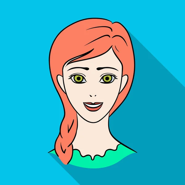 Avatar di una ragazza con i capelli rossi.Avatar e faccia singola icona in stile piatto vettoriale simbolo stock illustrazione . — Vettoriale Stock