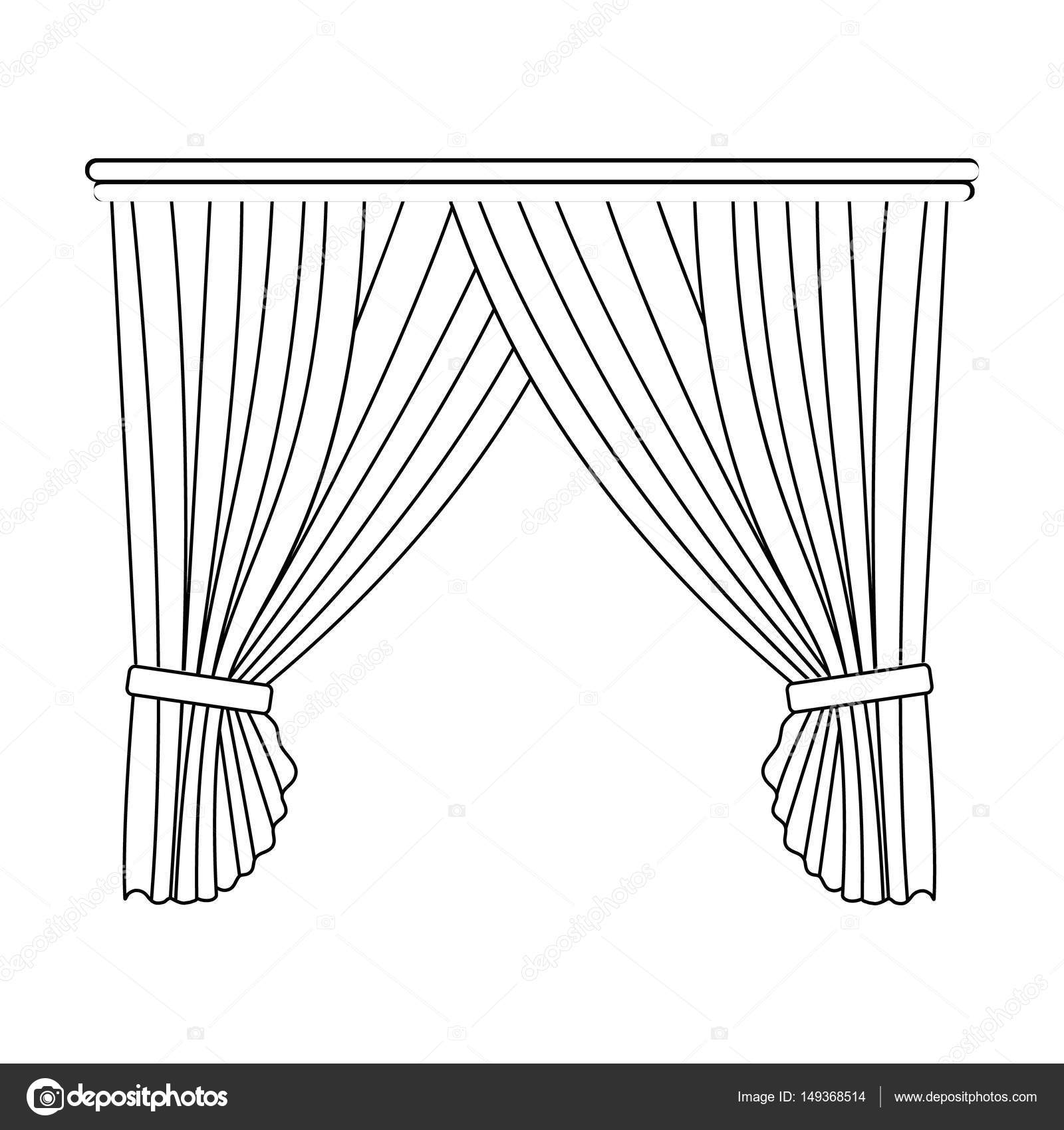 Gordijnen met gordijnen op de kroonlijst. Gordijnen enkel pictogram ... Gordijnen met gordijnen op de kroonlijst. Gordijnen enkel pictogram ...