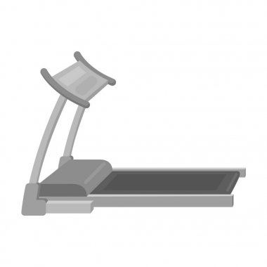 Koşu bandı. Spor eğitim için çalışan simülatörü. Spor ve egzersiz tek simge tek renkli stil vektör simge stok çizimde.