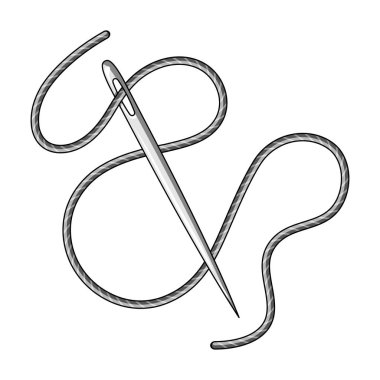 İş parçacığı ve iğne gözü yeşil. Tek renkli stil vektör simge stok çizimde tek simge dikiş veya terzilik araçları kit.