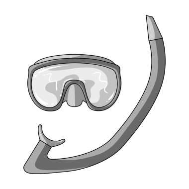 Maske ve şnorkel dalış için. Yaz geri kalan tek simge tek renkli stil vektör simge stok çizimde.