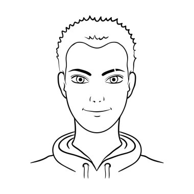 Avatar Kızıl saçlı bir adam. Avatar ve yüz tek simge anahat stili vektör simge stok çizimde.
