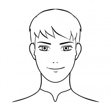 Avatar erkek beyaz saçlı. Avatar ve yüz tek simge anahat stili vektör simge stok çizimde.