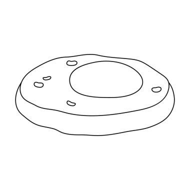 Kızarmış yumurta sarısı ile. Anahat stili vektör simge stok çizim simgesini tek Burger ve malzemeler.