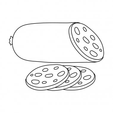 Anahat stili vektör simge stok çizimde sosis Sliced.Burgers ve malzemeler tek simge.