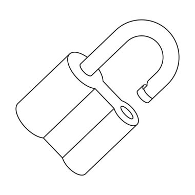 Asma kilit kesmek. Suç çözmek yol bulucu için meydan okuma. Anahat stili vektör simge stok çizimde Dedektif tek simge.