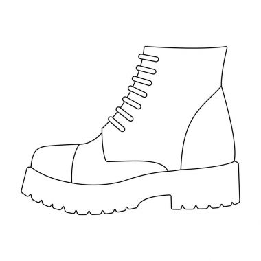 Erkek Ayakkabı kalın tabanı ile kahverengi. Ayakkabı nonconformists için. Farklı ayakkabı anahat stili vektör simge stok çizim simgesini tek.