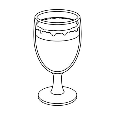 Bicerin kahve. Kahve Çift Kişilik kutsal kişilerin resmi içinde anahat stili vektör simge stok çizim web farklı türleri.