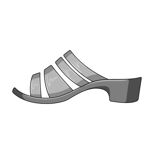 Talons d'été en cuir marron pour femmes. Chaussures pour la marche dans le parc .Différentes chaussures icône unique dans le style monochrome vectoriel symbole illustration stock . — Image vectorielle