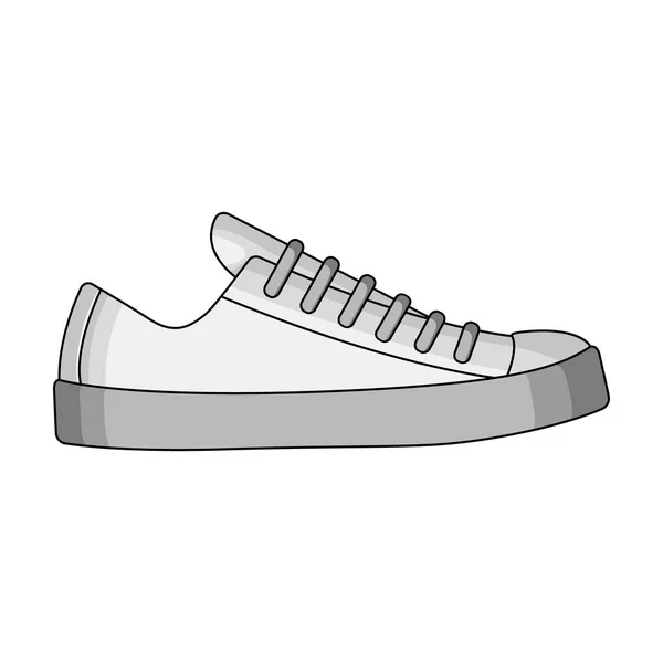 Weiße Turnschuhe unisex schnüren. Schuhe für den sport und das tägliche leben.different shoes single icon im monochromen stil vektor symbol stock illustration. — Stockvektor