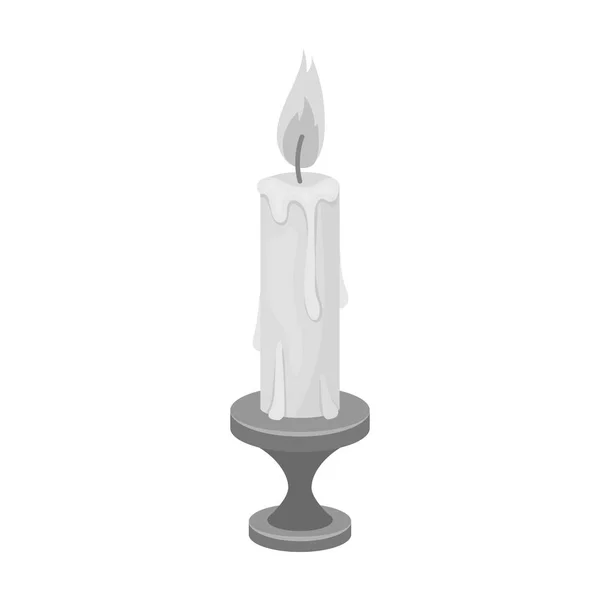 Горящая свеча из парафинового воска. Иконка Пасхи в виде векторного символа в монохромном стиле . — стоковый вектор
