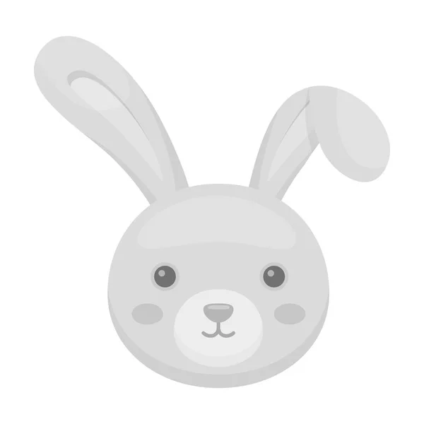 Сірий кролик з довгими вухами. Пасхальна одиночна ікона в монохромному стилі Векторні ілюстрації . — стоковий вектор