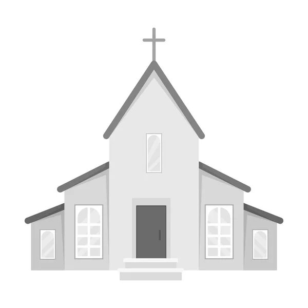 屋根の上の十字架の教会。イースター単一モノクロ スタイル ベクトル シンボル ストック イラストのアイコン. — ストックベクタ