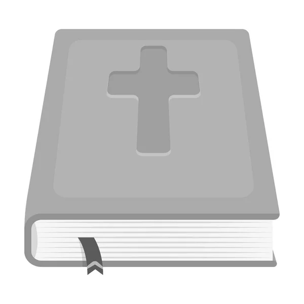 Book with a cross on the cover. The Bible. Easter single icon in monochrome style vector symbol stock illustration. — Stock Vector