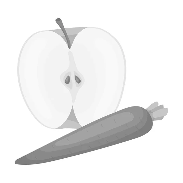 Una manzana y una zanahoria. Alimentación saludable para atletes.Gym y entrenamiento icono único en el estilo monocromo vector símbolo stock ilustración . — Archivo Imágenes Vectoriales