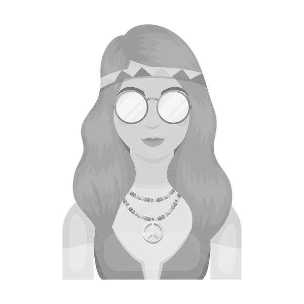 Хиппи девушка в очках с beads.Hippy одна икона в монохромном стиле векторные символы фондового иллюстрации веб . — стоковый вектор