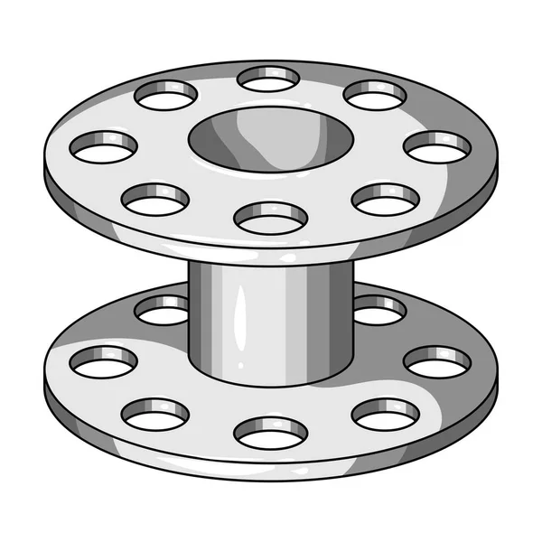 Metall hjul för trådar. Sy eller skräddarsy verktyg kit enda ikon i svartvit stil vektor symbol stock illustration. — Stock vektor