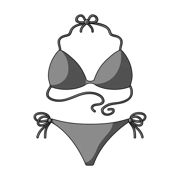 Blauwe zwembroek voor vrouwen. Zomer rest enkel pictogram in zwart-wit stijl vector symbool stock illustratie. — Stockvector