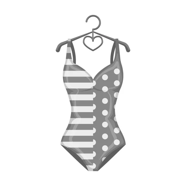 Roze badpak voor het strand stripe en sterren. Zwemkleding. Swimcuits enkel pictogram in zwart-wit stijl vector symbool stock illustratie. — Stockvector