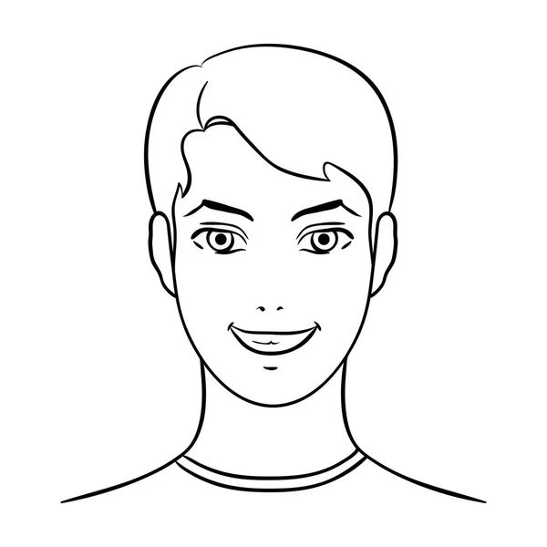 Avatar de un hombre con el pelo marrón.Avatar y la cara icono único en el esquema de estilo vector símbolo stock ilustración . — Vector de stock