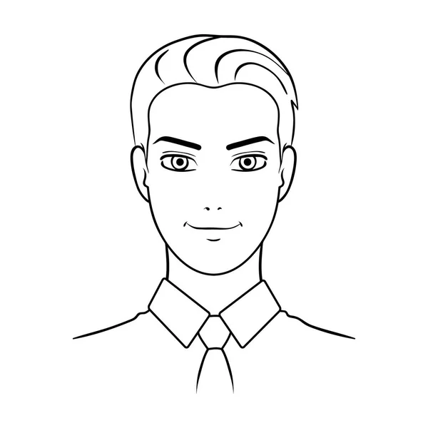 Avatar muž v košili. Avatar a tvář jednu ikonu osnovy styl vektor symbol akcií obrázku. — Stockový vektor