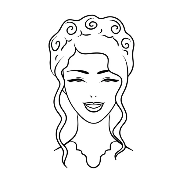 Avatar eines japanischen Mädchens mit einem Haar.Avatar und Gesicht einzigen Symbol in Umriss Stil Vektor Symbol Stock Illustration. — Stockvektor
